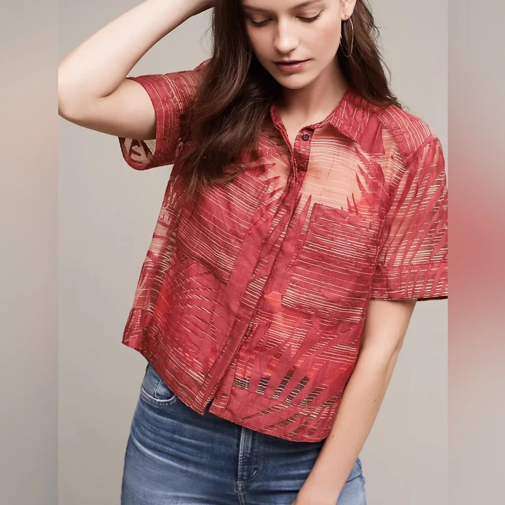Maeve Sun Palm Midi Top - Picture 1 of 5